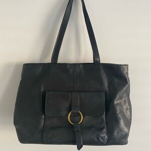 Elegant Black Leather Tote Bag